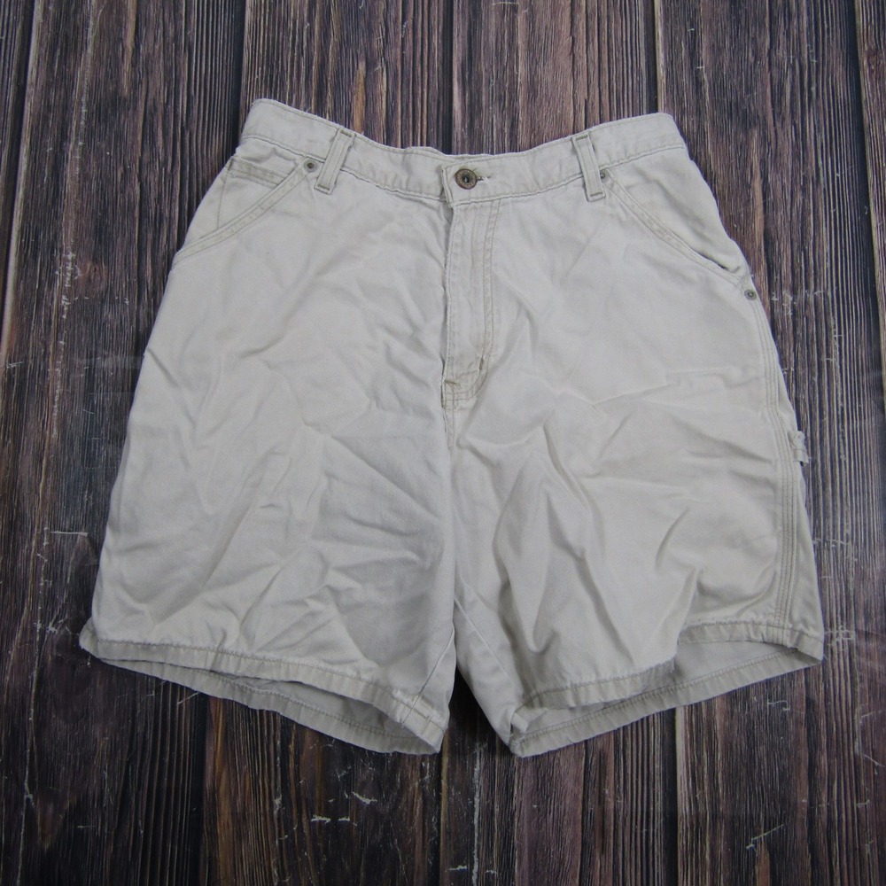 Faded Glory Carpenter Shorts Women 7/8 Beige Khaki Cotton High Rise Utility